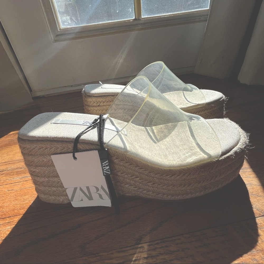 Zara size 37. (6.5 US) clear top wedges! New never worn